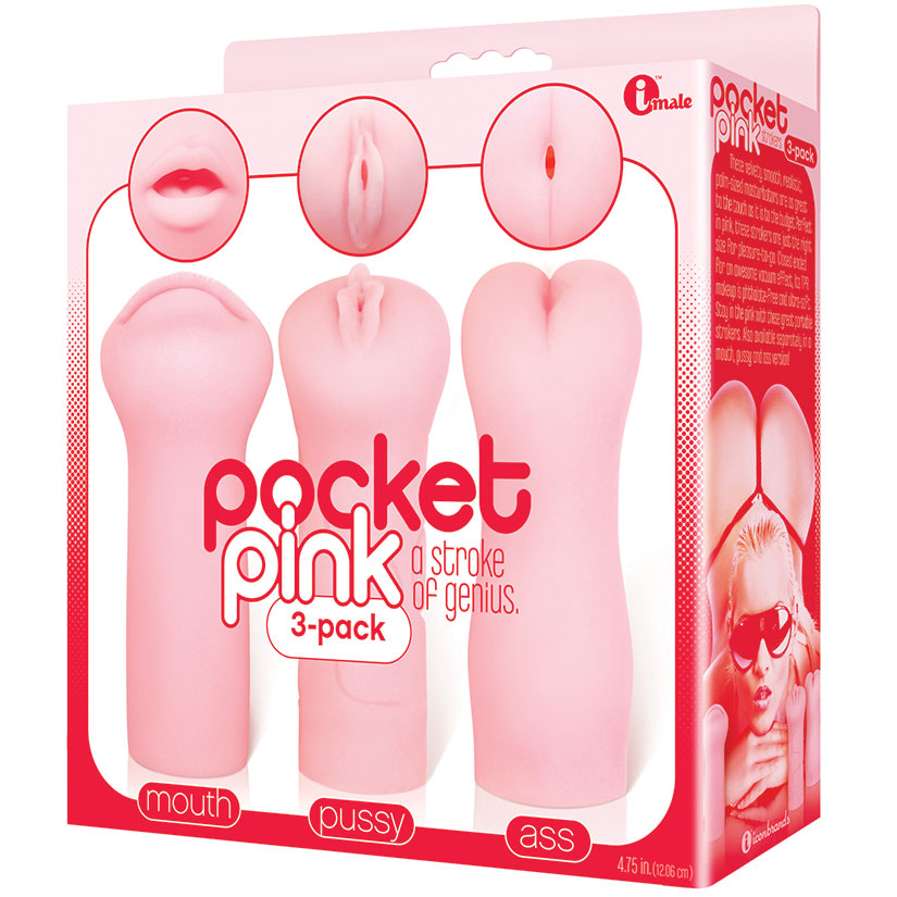 The 9’s Pocket Pink Mini Masturbator-Trio