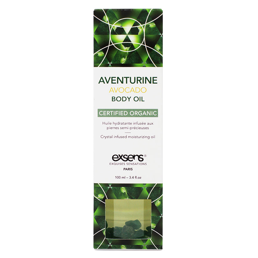 Exsens Organic Crystal Infused Body Oil-Aventurine Avocado 3.4oz