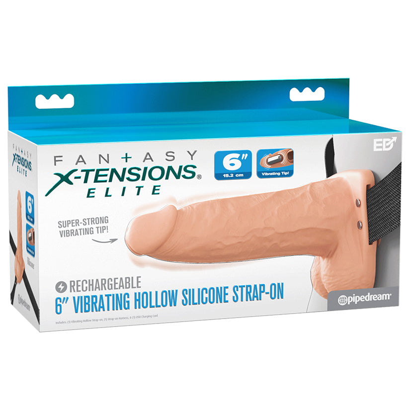 Fantasy X-Tensions Elite Vibrating Hollow Strap-On Dual Density-Light 6″