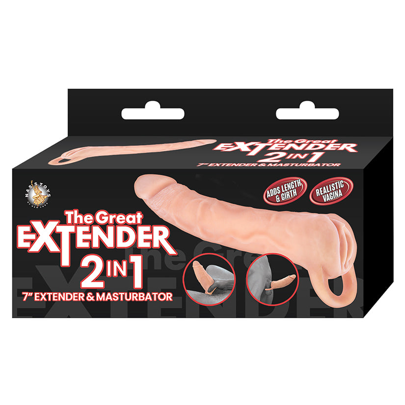 The Great Extender 2 in 1 Extender & Masturbator-White 7″